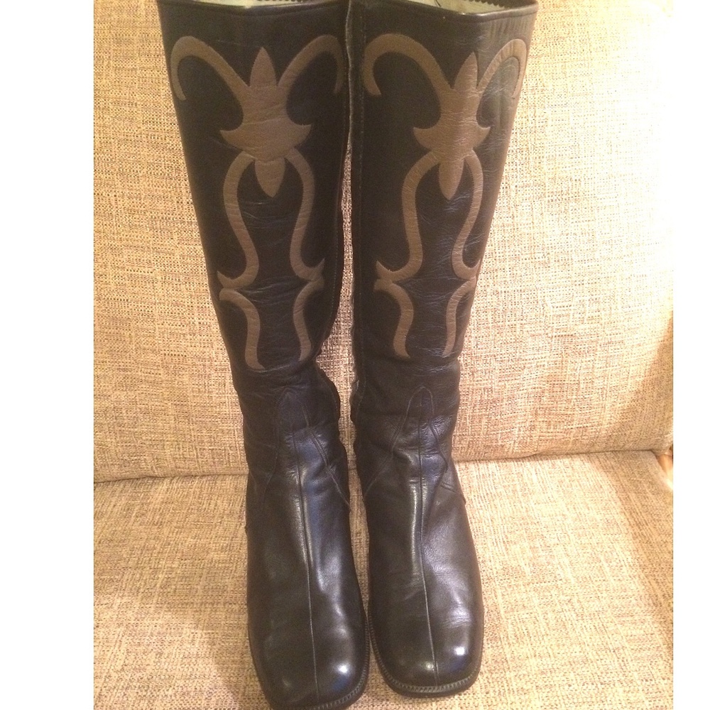 Vintage 1970's Women's Black Leather Boots